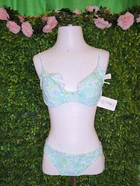 Gianni Bini Mint Floral Underwire Bra & Bikini Set